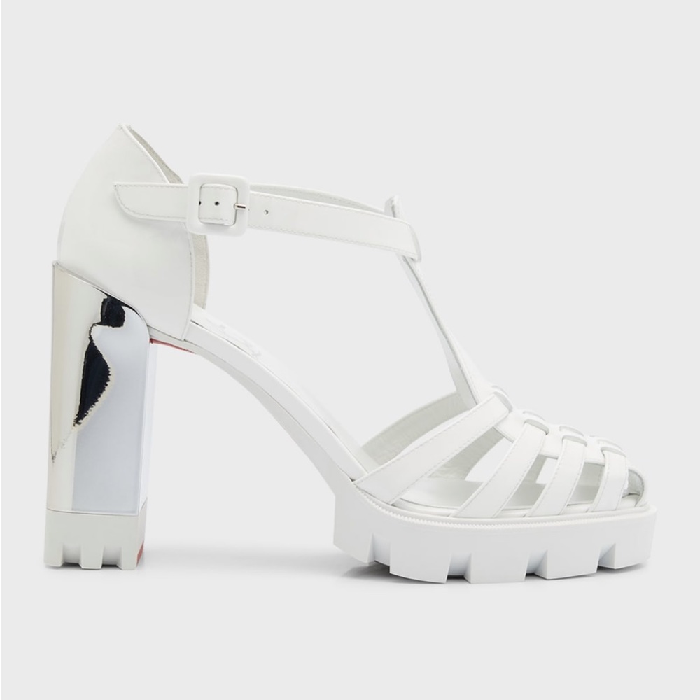 CHRISTIAN LOUBOUTIN Meduzette Patent Red Sole Heeled Fisherman Sandals